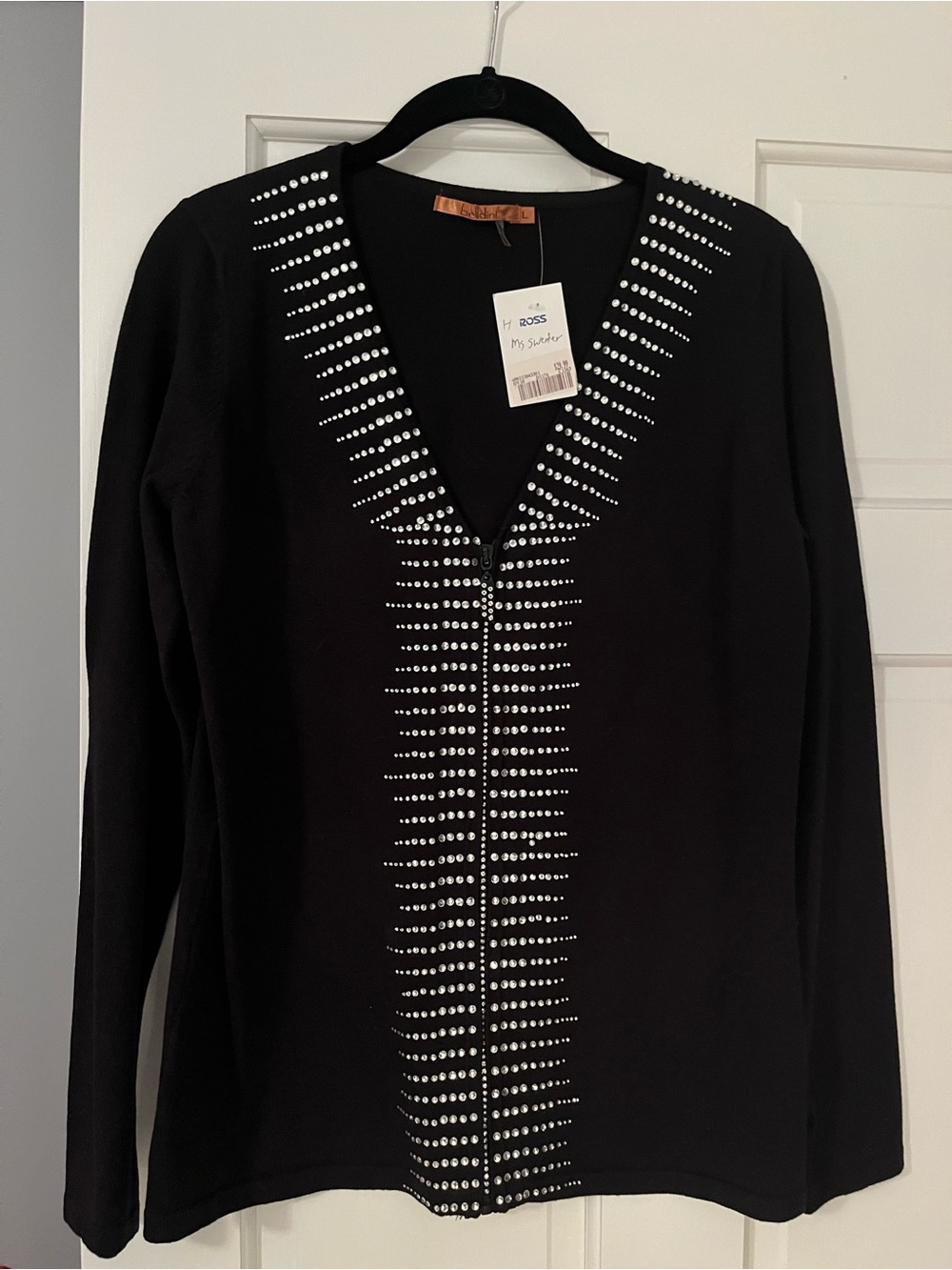 Belldini Black Long Sleeve Blazer with Silver Stud Detailing
